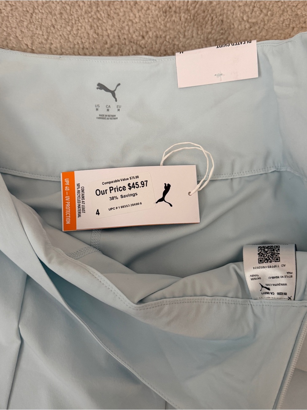 Puma Light Blue Pleated Golf Skirt - Picture 2 of 5